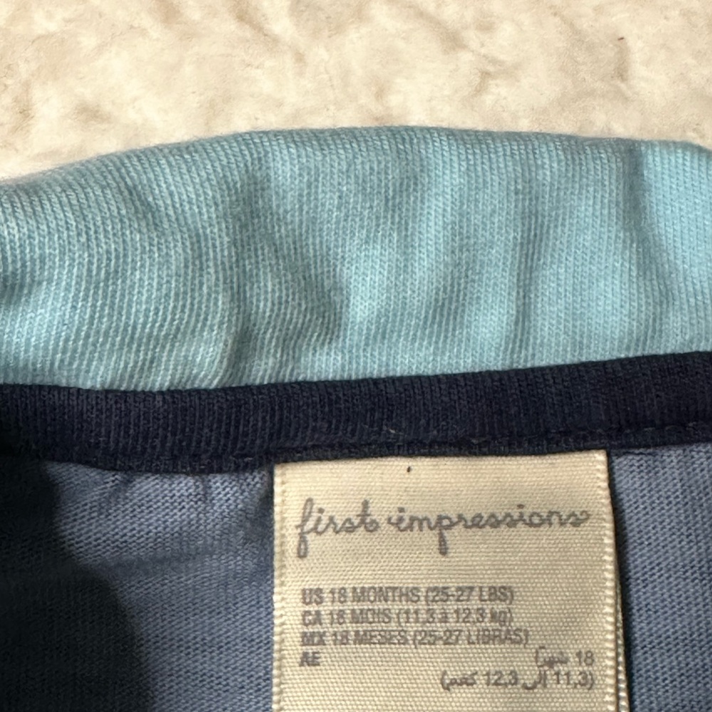 Macy’s First Impressions 18M Striped Elephant 🐘 One-piece Shorts - Picture 3 of 5